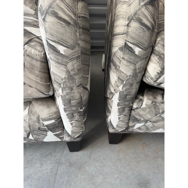 Lee Industries Palm Leaf Upholstered Lounge Chair- Set of 2 For Sale - Image 10 of 11