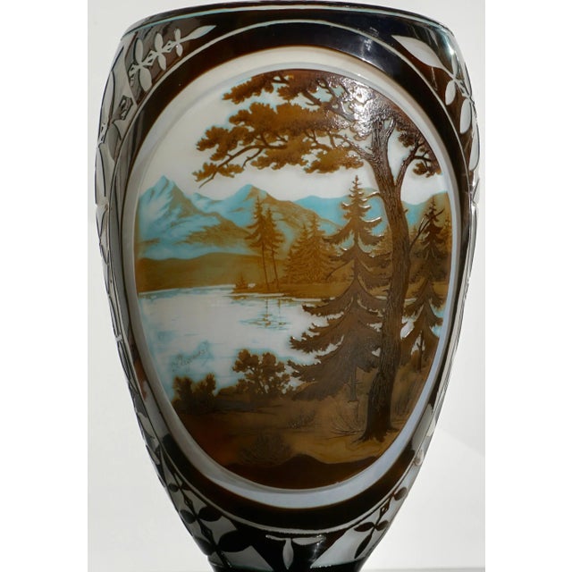 1920s Monumental D’Argental Paul Nicolas Cameo Landscape Vase For Sale - Image 5 of 9