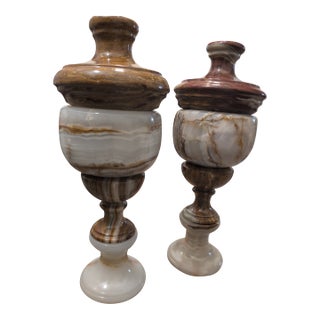Vintage Onyx Table Lamps - a Pair For Sale