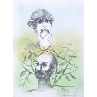 Giuseppe Motti Mid Century Portrait Litho For Sale