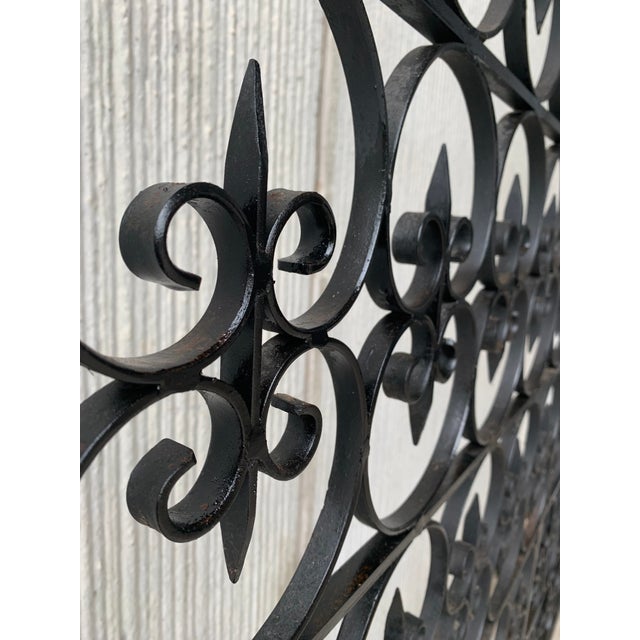 Black 1900s Large Decorative Wrought Iron Filigree Screen Room Divider For Sale - Image 8 of 11