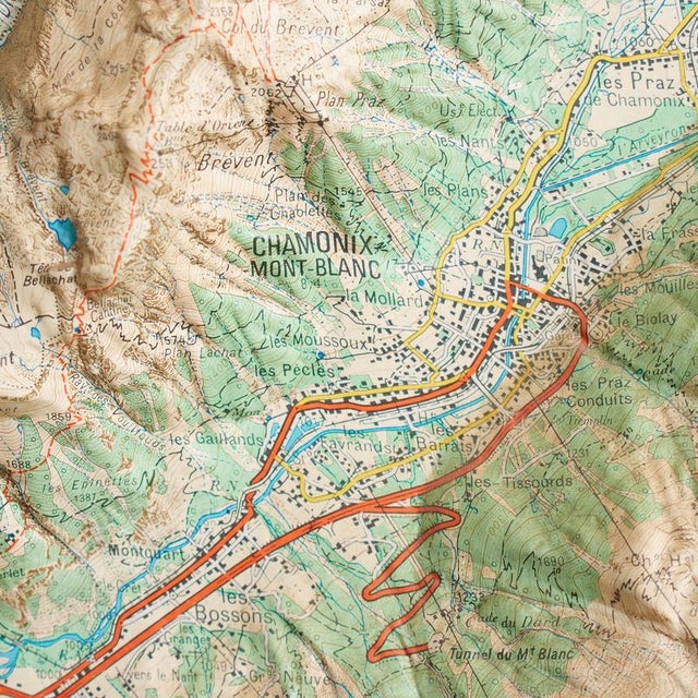 Vintage French Raised Relief Map of Mont Blanc Massif, 1970s For Sale - Image 6 of 13