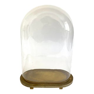 Antique French Handblown Glass Cloche Dome and Base For Sale