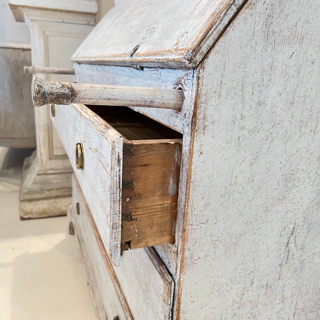 Oyster Gray 19th Century Swedish Gustavian Tall Case Antique Secretaire or Desk For Sale - Image 8 of 12