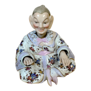 19th C. Sitzendorf Meissen Style Seated Chinoiserie Nodder, Moving Head & Hands