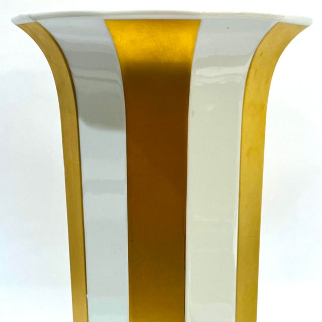 Mid-Century Modern Rare 1980's Rosenthal Studio Line Gold Striped Vase and Bonbonniere by Tapio Wirkala For Sale - Image 3 of 13