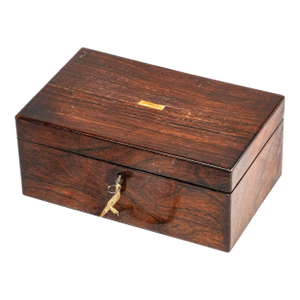 Delightful Antique Wood Jewelry Box With Key 19th Century Home Decor