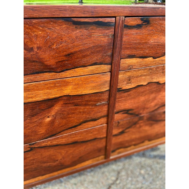 Mid-Century Modern Rosewood Lowboy Dresser or Credenza With Chrome | in the Style of Founders For Sale - Image 3 of 12