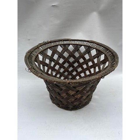 Antique Large Woven Cachepot Basket For Sale - Image 4 of 10