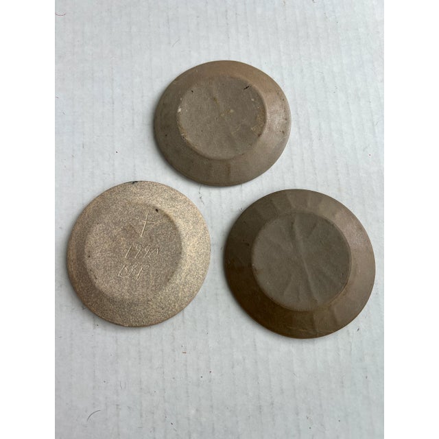 French Country Handmade Spatterware Clay Butter Plates For Sale - Image 3 of 3