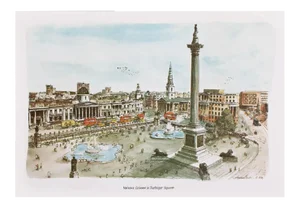 1978 After Bernard Smith "Nelsons Column in Trafalgar Square", Neoclassical Vintage Print