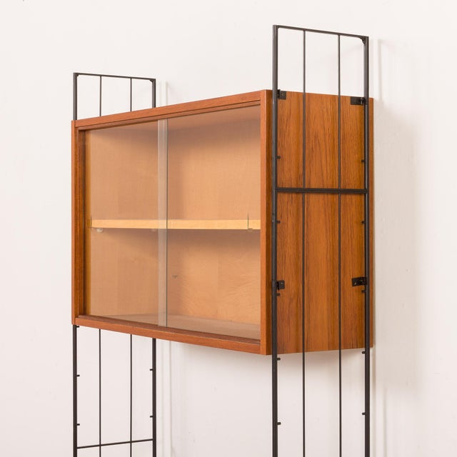 Black Mid-Century Italian Free Standing Wall Unit with Display Cabinet, 1960s For Sale - Image 8 of 16
