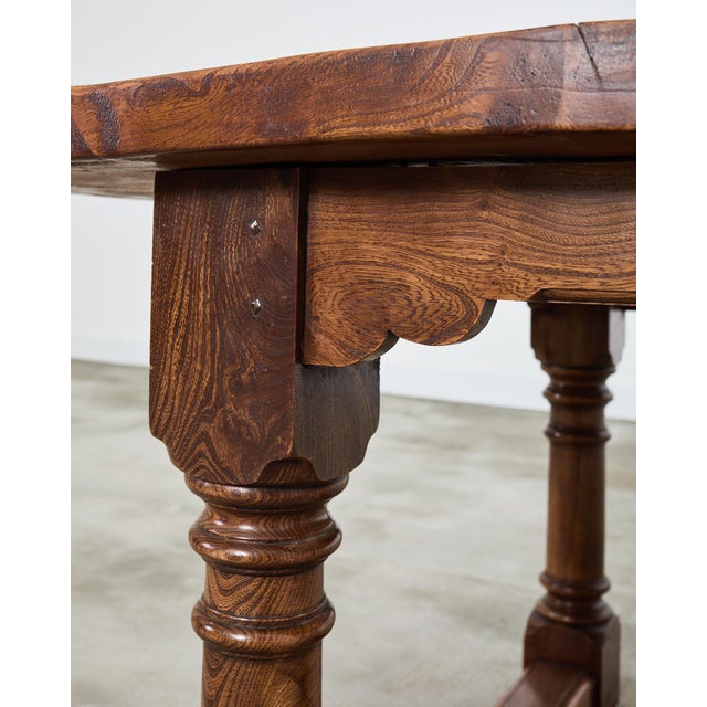 Country French Provincial Hardwood Farmhouse Trestle Dining Table For Sale - Image 10 of 12