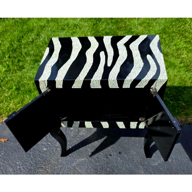 1990s Postmodeen Zebra Print 2 Door Cabinet Buffet Sideboard Console For Sale - Image 4 of 12