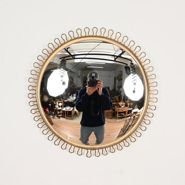 Mid-Century Modern Round Brass Mirror with Wavy Frame by Gio Ponti, Italy, 1950s For Sale - Image 6 of 13