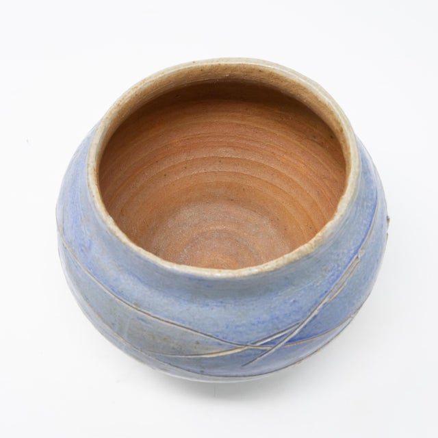 Blue Hand-Thrown Clay Planter For Sale - Image 8 of 12