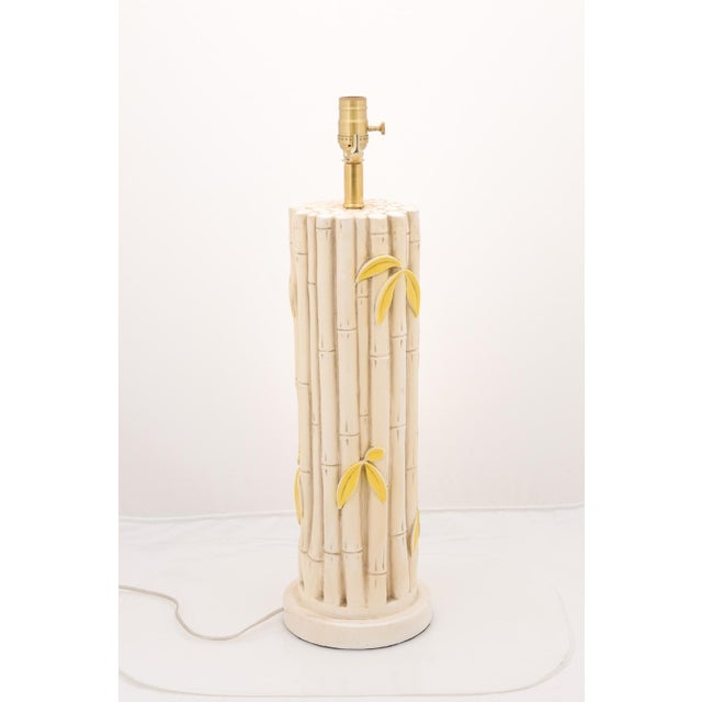 1960s Mid-Century Modern Ceramic Bamboo Motif Lamps - a Pair For Sale - Image 9 of 9
