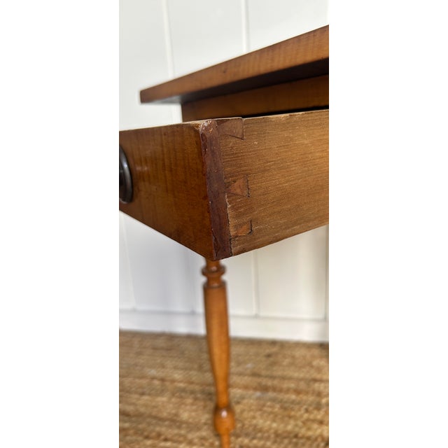 Wood New England Sheraton Tiger Maple Side/Drink Table For Sale - Image 7 of 7