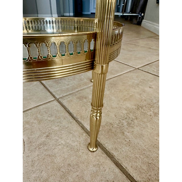 French Brass Three-Tier Round Side Table For Sale - Image 15 of 17