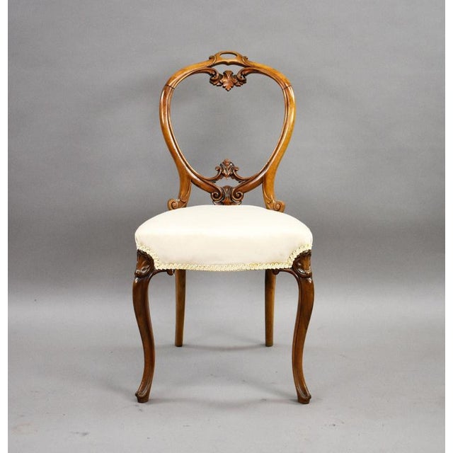 Antique Victorian Walnut Balloon Back Dining Chairs, 1860, Set of 4 For Sale - Image 3 of 9