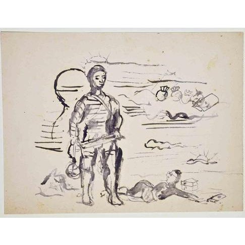 Leo Longanesi, Composition, 20th Century, Watercolor on Paper For Sale - Image 3 of 3
