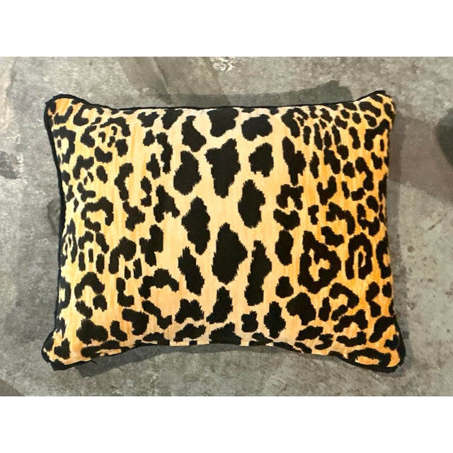 Mustard Vintage Boho Leopard Velvet Lumbar Pillow For Sale - Image 8 of 10