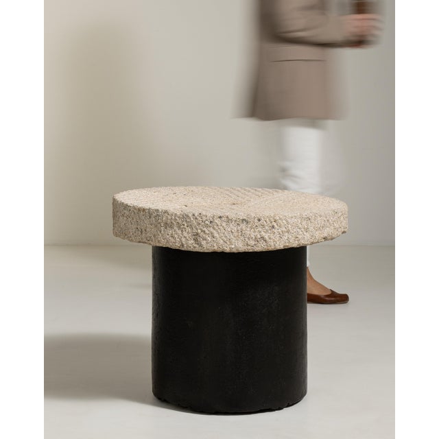 Metal Iron Side Table with Stone Top, Antique, China, Early 20th Century For Sale - Image 7 of 12