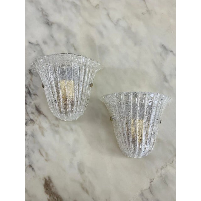 Mid-Century Murano Glass Shell Sconces from Barovier & Toso, 1960s, Set of 2 For Sale - Image 6 of 11