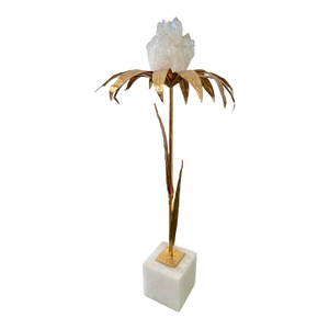 French Gilt Palm Tree With Rock Crystal and Marble Base - Tall