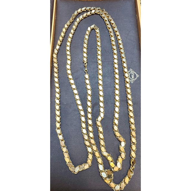 Vintage 115 Gm 18 Karat Yellow Gold Handmade Chain 76 Inch Unique Opera Length For Sale - Image 18 of 18
