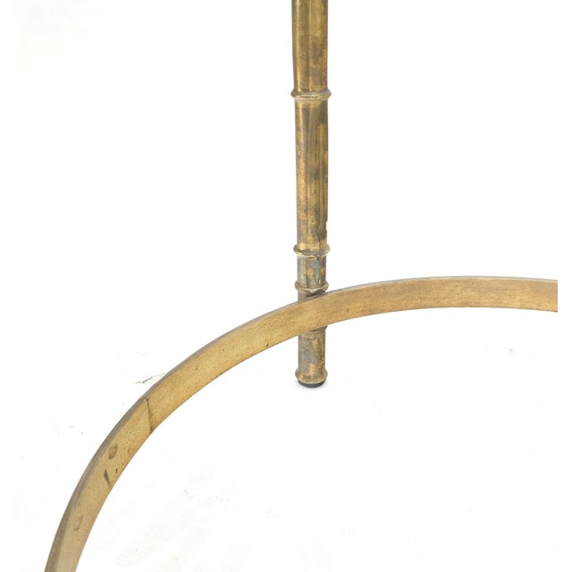 Occasional 3/4" Thick Round Glass Top Brass Faux Bamboo Base Side End Lamp Table For Sale - Image 9 of 10