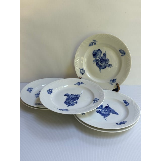 1980's Royal CopenhagenDenmark Blue Flowers Braided Edges Six(6) Salad Plates 7.5",Six(6) 7" Saucers(#8195),Six(6) Saucers 6.5"(#8269) - 18 pcs For Sale - Image 13 of 18