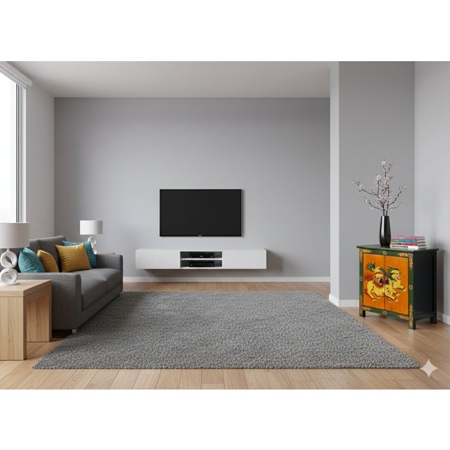 Wood Tibetan Style Green Ochre Two Snowlions End Table Nightstand For Sale - Image 7 of 15