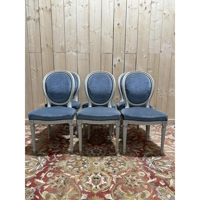 Gold Louis XVI Style Medallion Chairs, Set of 6 For Sale - Image 8 of 8