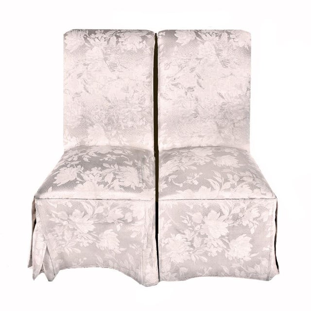 Contemporary Off White Upholstered High Back Skirted Parsons Chairs a