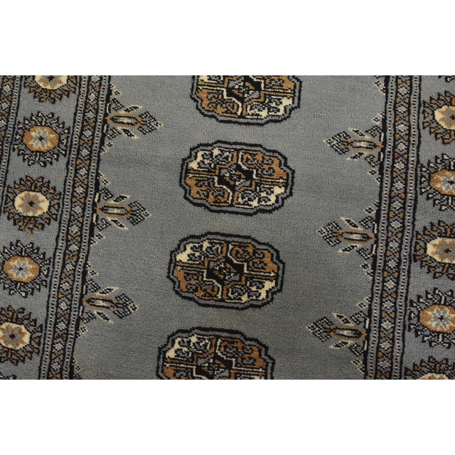 Bokhara Rug 2’8” X 4’1” Gray Wool Tribal Hand-Knotted Oriental Carpet For Sale - Image 4 of 9
