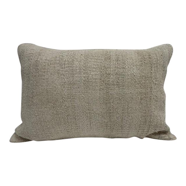 Turkish Hemp Pillow Cushion Natural Beige Pillow Cushion Cover 16" x 24" For Sale