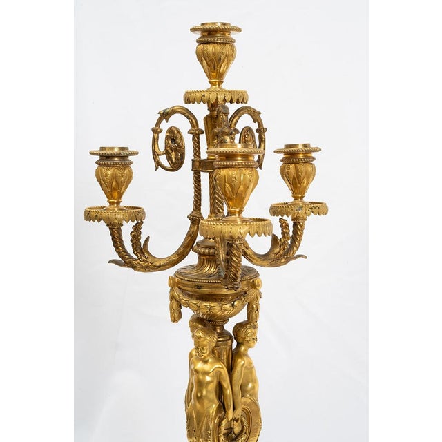 Antique 19th Century Napoleon III Candelabras in Gilded Bronze from H. Picard, France, Set of 2 For Sale - Image 3 of 4