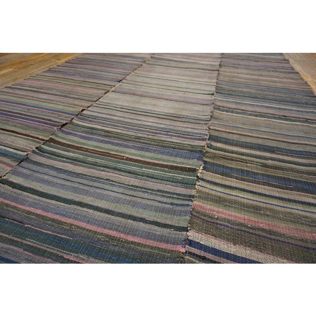 1920s Multicolor Stripe Design Antique American Shaker Flat Weave Cotton Rag Rug For Sale In New York - Image 6 of 14