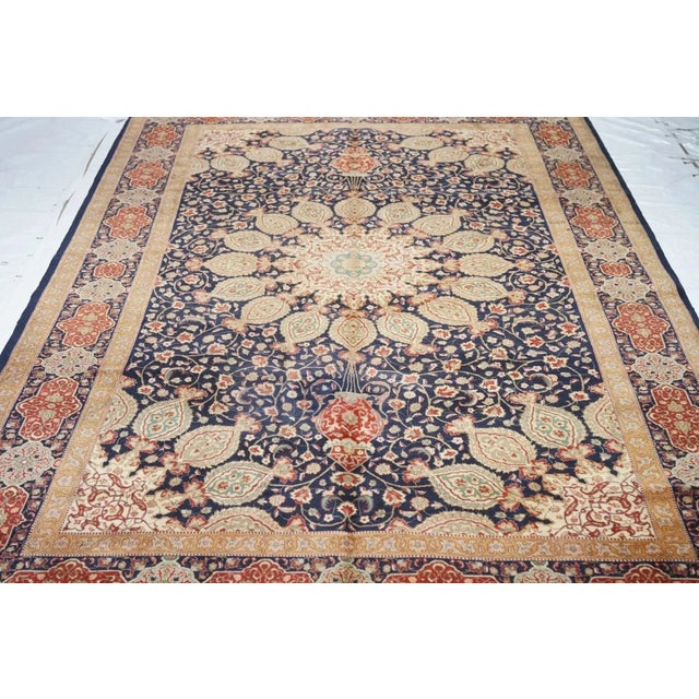 Navy Blue Fine Vintage Persian Tabriz Rug 6'7'' X 10'1'' For Sale - Image 8 of 11