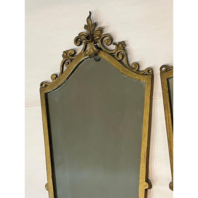 Metal Pair of Antique Art Deco Gilt Mirrored Sconces For Sale - Image 7 of 18