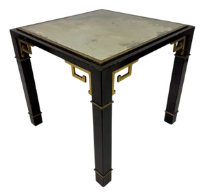 Black and Brass Side Table with Greek Key Detail, 1970s
