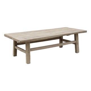 Vintage Bleached Elm Coffee Table For Sale