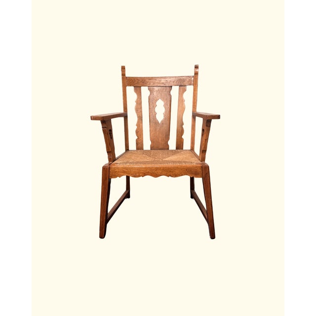 Wood Arts and Crafts Oak Lounge Chair, 1890s For Sale - Image 7 of 7