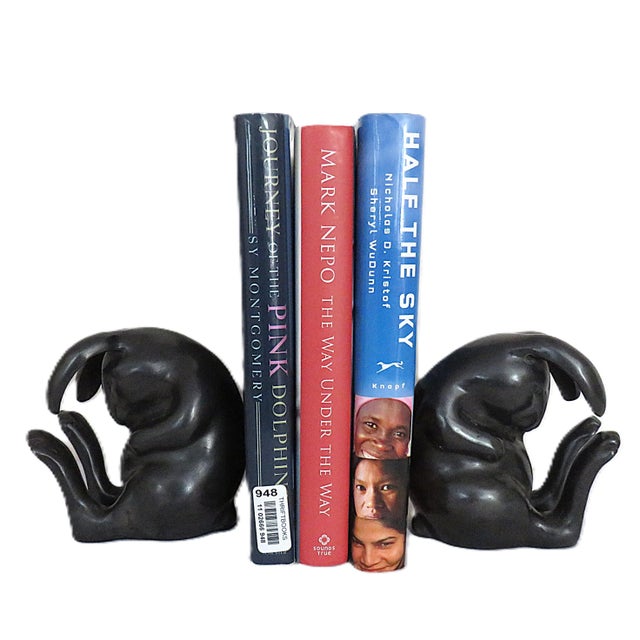 Pair of Bronze Slumbering Bunny Rabbit Bookends Mid Century Modern For Sale In Providence - Image 6 of 6