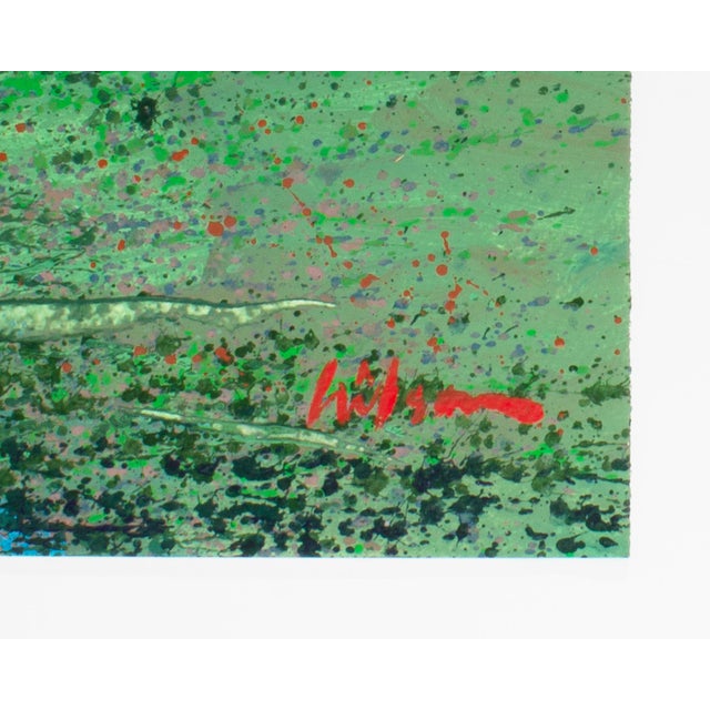 Green Signed 1980s Abstract Acrylic Landscape by Harry Hilson For Sale - Image 8 of 9