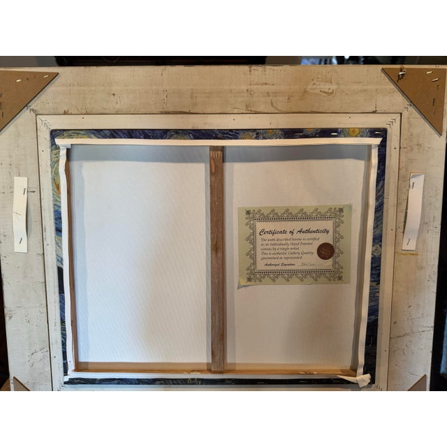 Late 20th Century Hand Painted Reproduction of Vincent Van Gogh’s “Starry Nights” With Certificate of Authenticity For Sale - Image 4 of 8