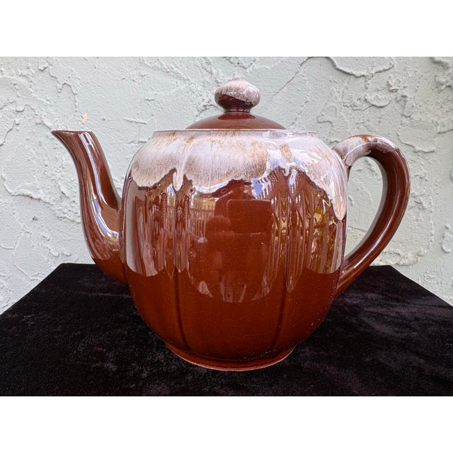 Japanese Vintage Japanese Drip Glaze Stoneware Teapot For Sale - Image 3 of 11