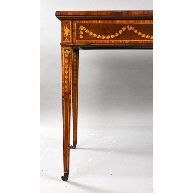 Wood 19th Century Inlaid Writing Table, 1890s For Sale - Image 7 of 18