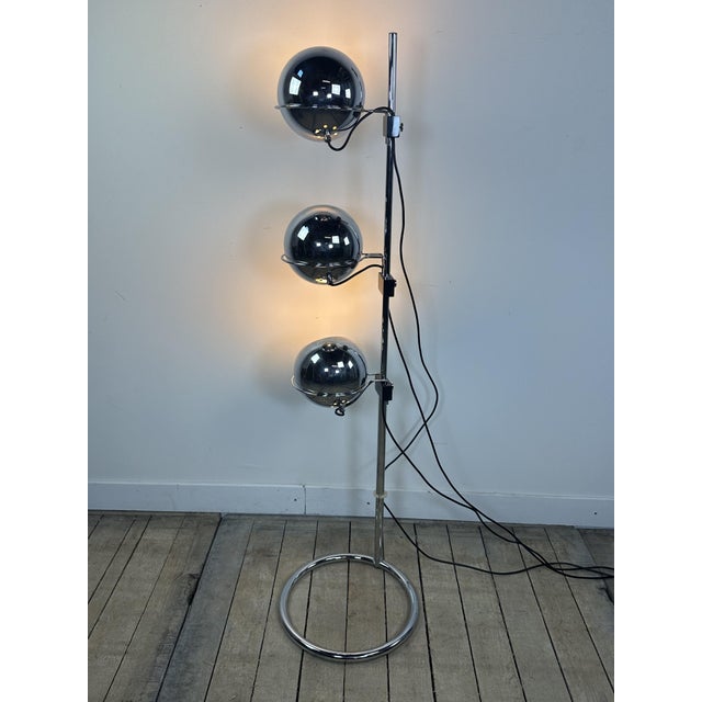 Vintage Space Age Eyeball Floor Lamp with 3 Chrome Globes, 1970s For Sale - Image 12 of 15